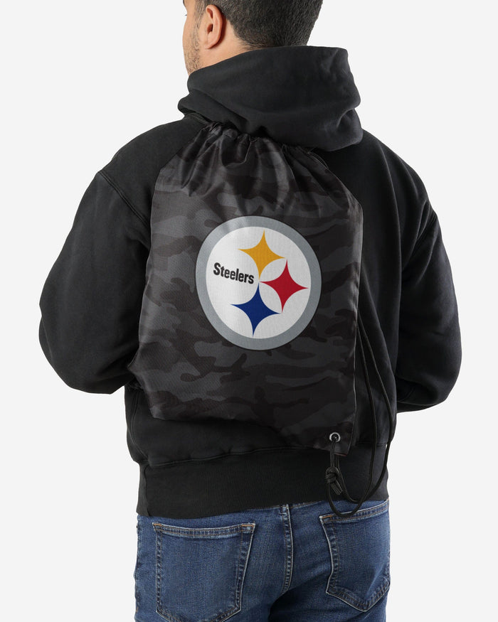 Pittsburgh Steelers Big Logo Camo Drawstring Backpack FOCO - FOCO.com