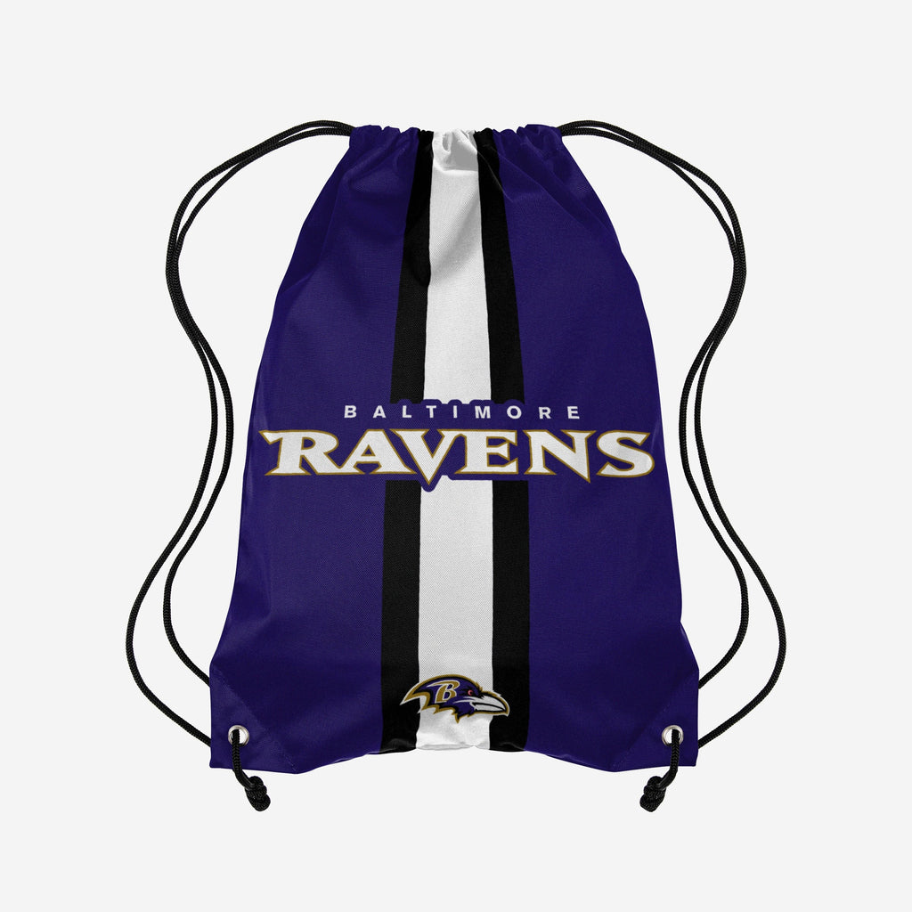Baltimore Ravens Team Stripe Wordmark Drawstring Backpack FOCO - FOCO.com