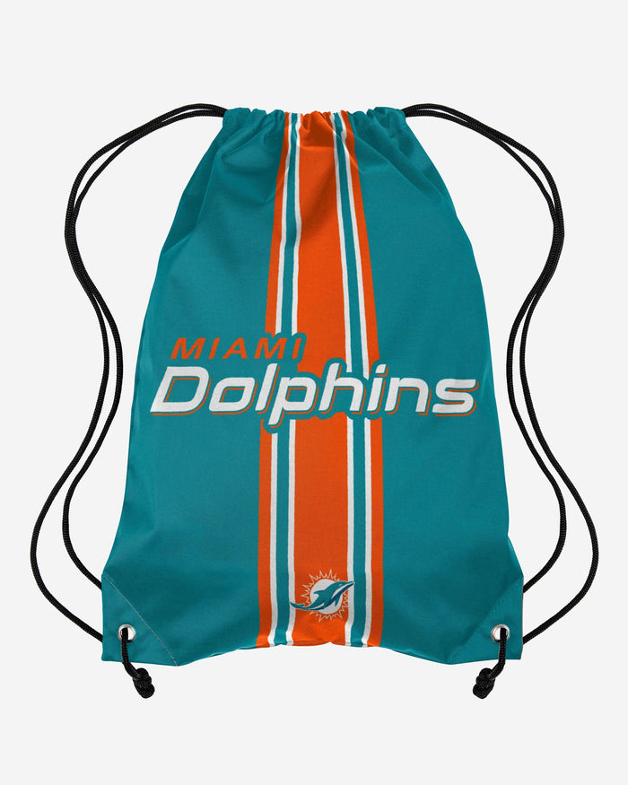Miami Dolphins Team Stripe Wordmark Drawstring Backpack FOCO - FOCO.com