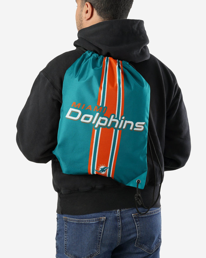 Miami Dolphins Team Stripe Wordmark Drawstring Backpack FOCO - FOCO.com