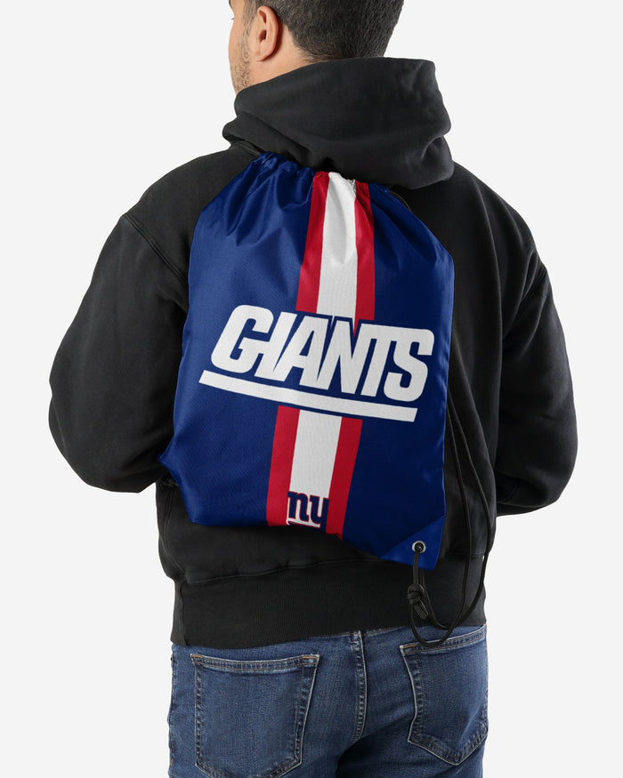 New York Giants Team Stripe Wordmark Drawstring Backpack FOCO - FOCO.com