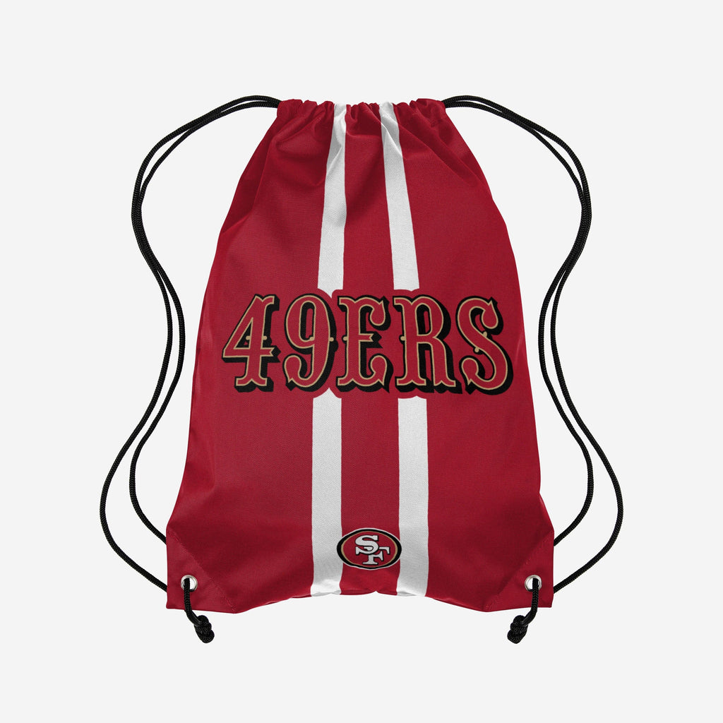 San Francisco 49ers Team Stripe Wordmark Drawstring Backpack FOCO - FOCO.com