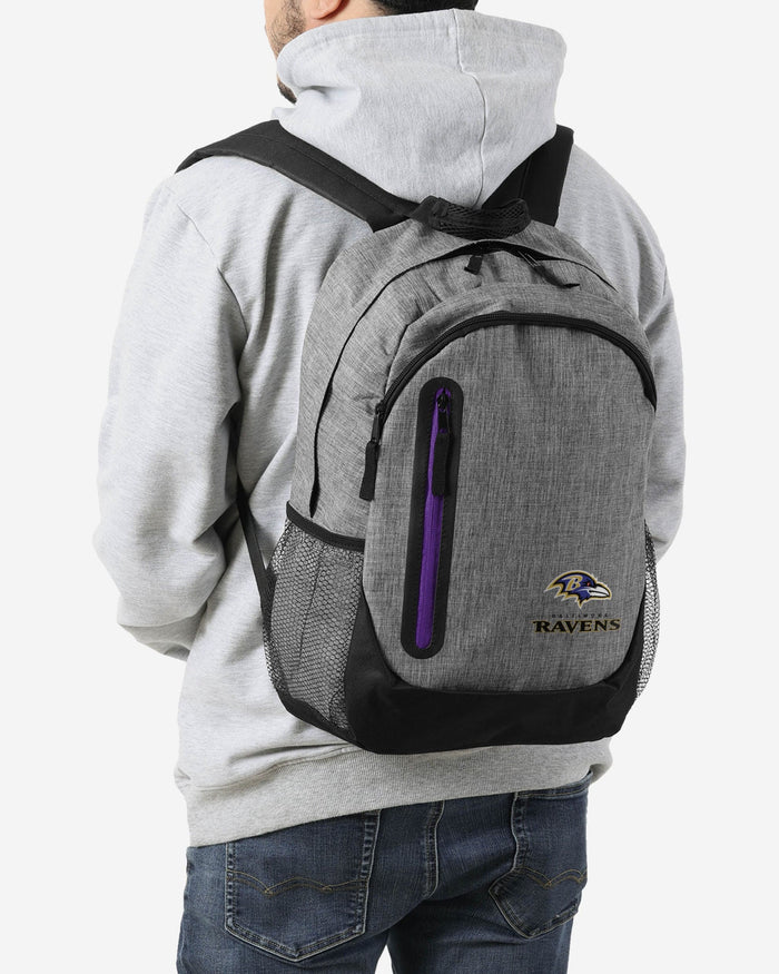 Baltimore Ravens Heather Grey Bold Color Backpack FOCO - FOCO.com