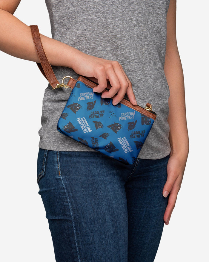 Carolina Panthers Printed Collection Repeat Logo Wristlet FOCO - FOCO.com