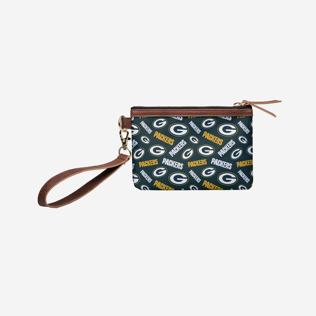 Green Bay Packers Printed Collection Repeat Logo Wristlet FOCO - FOCO.com
