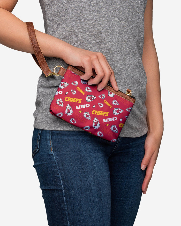 Kansas City Chiefs Printed Collection Repeat Logo Wristlet FOCO - FOCO.com