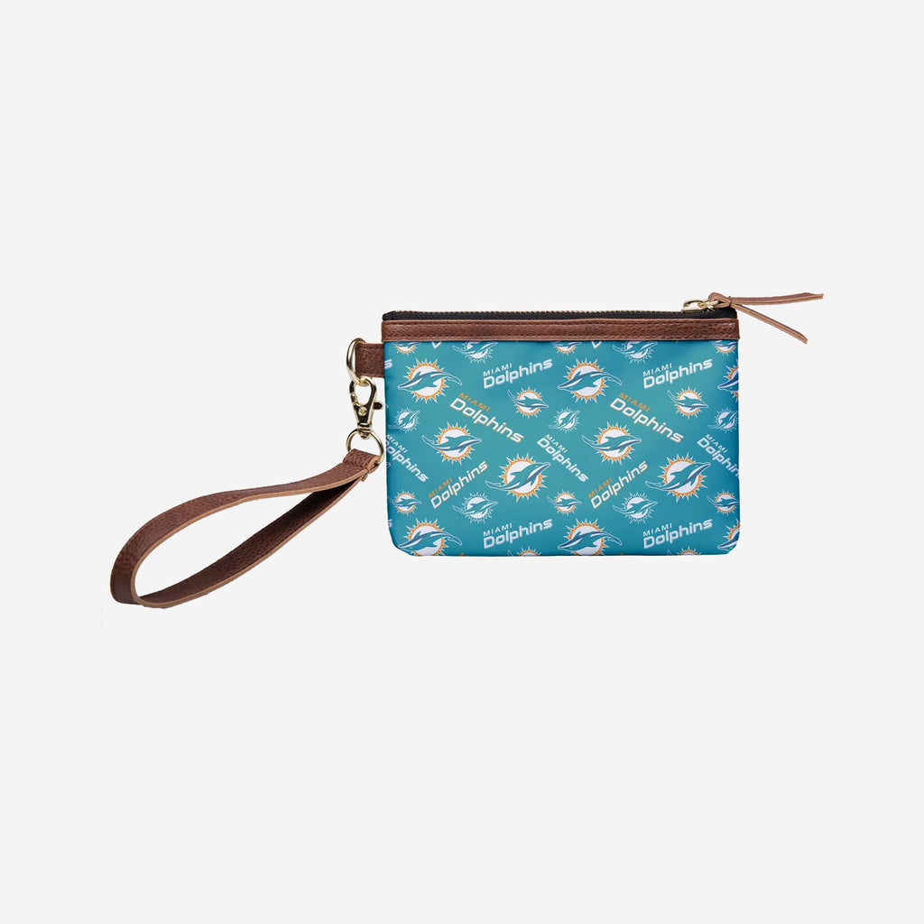 Miami Dolphins Printed Collection Repeat Logo Wristlet FOCO - FOCO.com
