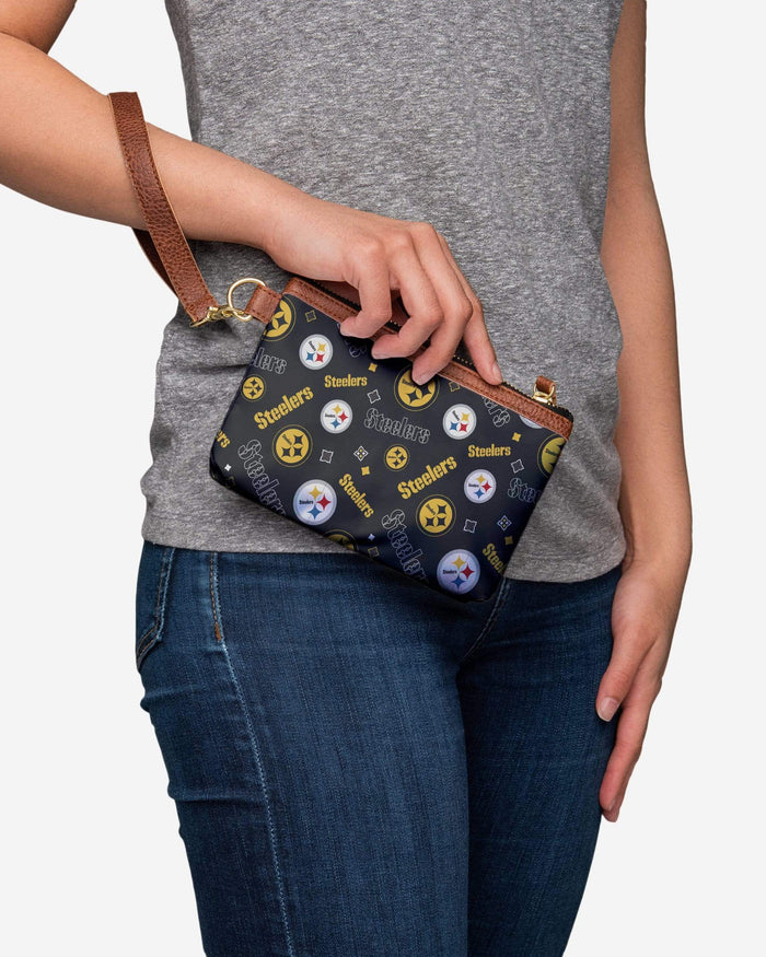 Pittsburgh Steelers Printed Collection Repeat Logo Wristlet FOCO - FOCO.com