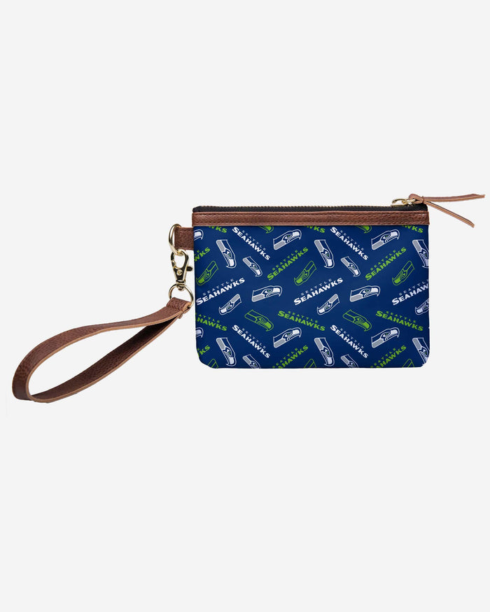 Seattle Seahawks Printed Collection Repeat Logo Wristlet FOCO - FOCO.com