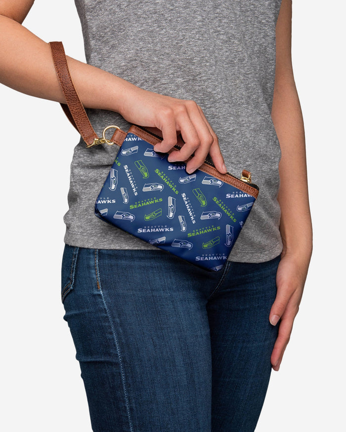 Seattle Seahawks Printed Collection Repeat Logo Wristlet FOCO - FOCO.com