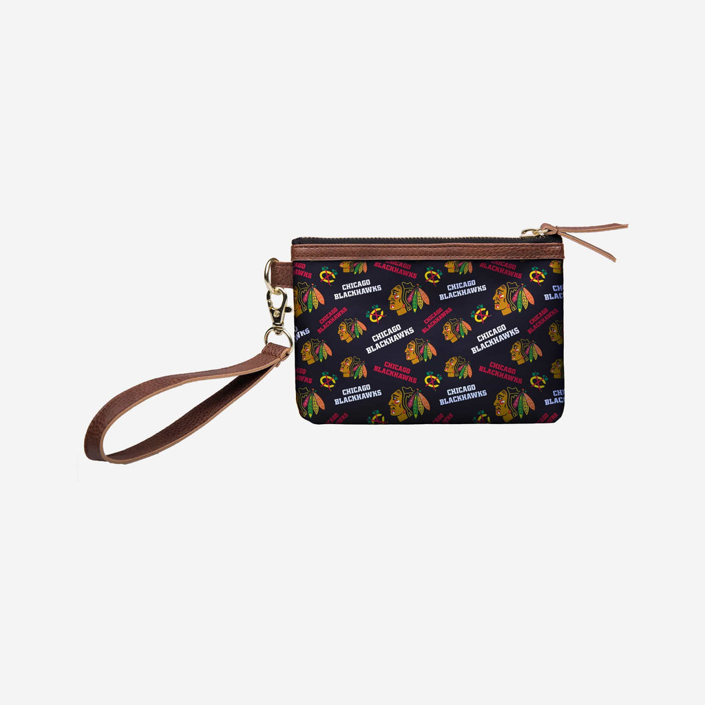 Chicago Blackhawks Printed Collection Repeat Logo Wristlet FOCO - FOCO.com