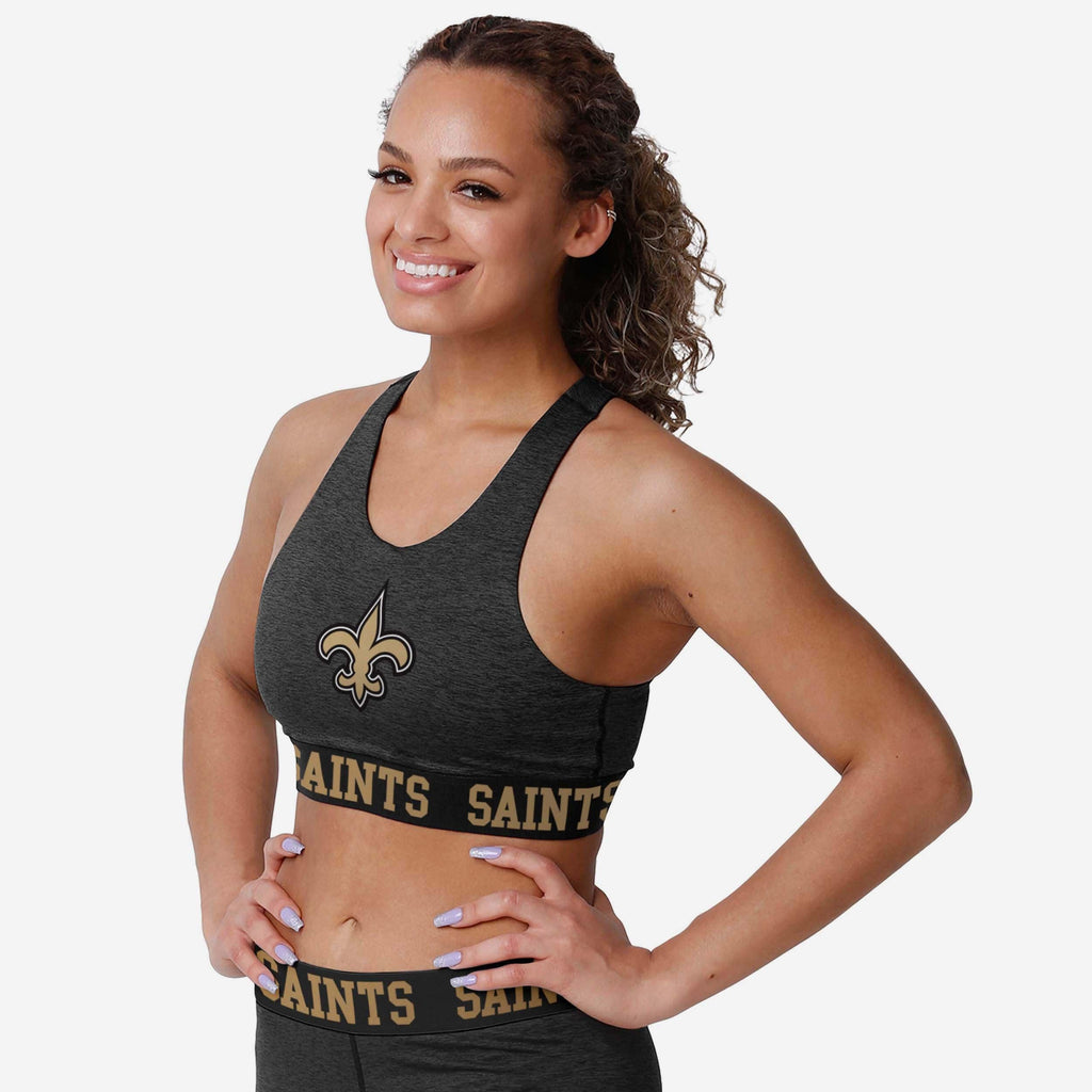 New Orleans Saints Womens Team Color Static Sports Bra FOCO S - FOCO.com
