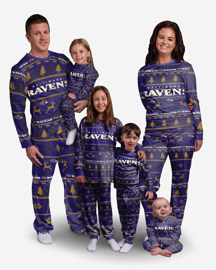 Baltimore Ravens Youth Family Holiday Pajamas FOCO - FOCO.com