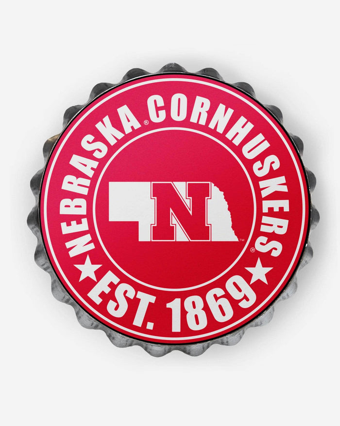 Nebraska Cornhuskers Bottle Cap Wall Sign FOCO - FOCO.com