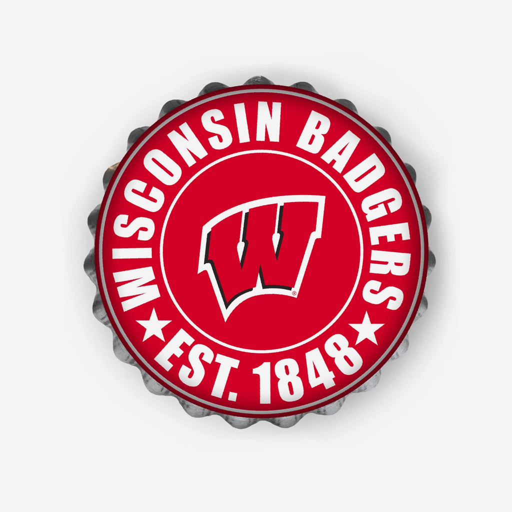 Wisconsin Badgers Bottle Cap Wall Sign FOCO - FOCO.com
