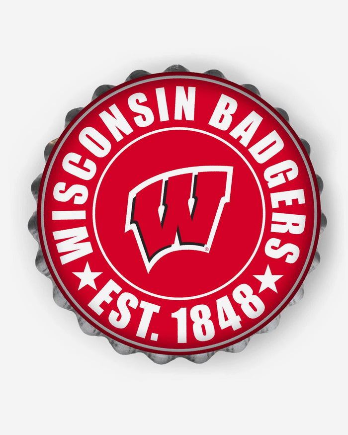 Wisconsin Badgers Bottle Cap Wall Sign FOCO - FOCO.com