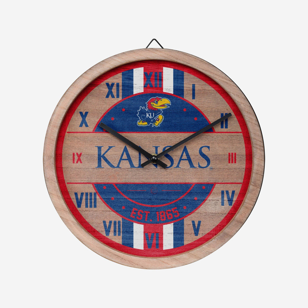 Kansas Jayhawks Barrel Wall Clock FOCO - FOCO.com