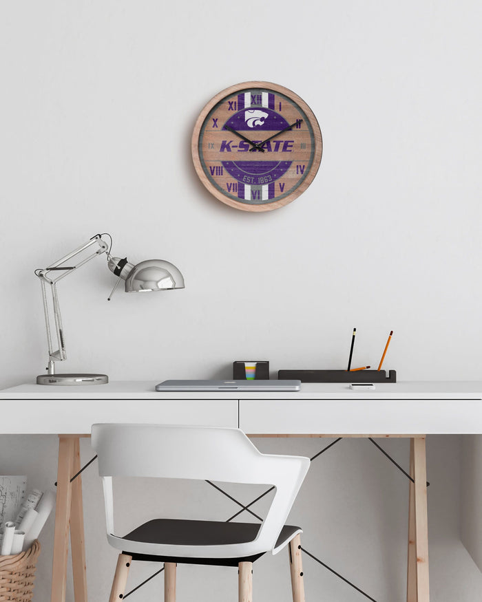 Kansas State Wildcats Barrel Wall Clock FOCO - FOCO.com