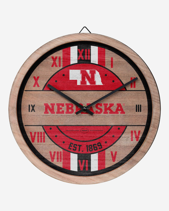 Nebraska Cornhuskers Barrel Wall Clock FOCO - FOCO.com