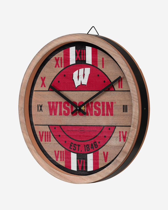 Wisconsin Badgers Barrel Wall Clock FOCO - FOCO.com