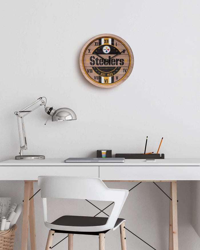 Pittsburgh Steelers Barrel Wall Clock FOCO - FOCO.com