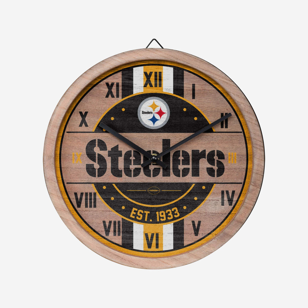 Pittsburgh Steelers Barrel Wall Clock FOCO - FOCO.com