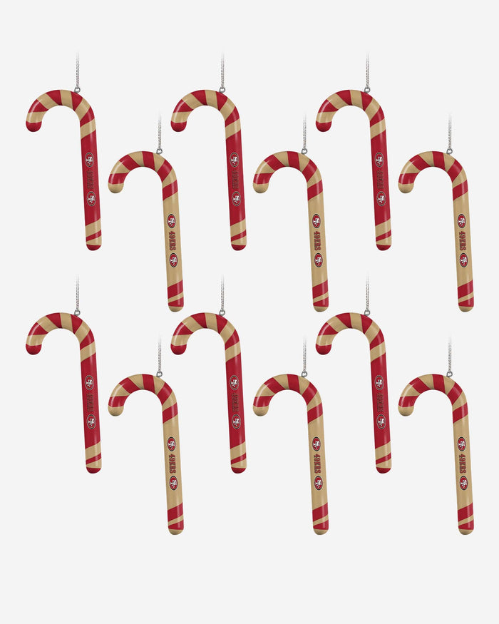 San Francisco 49ers 12 Pack Candy Cane Ornament Set FOCO - FOCO.com