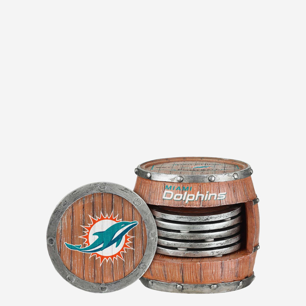 Miami Dolphins 5 Pack Barrel Coaster Set FOCO - FOCO.com