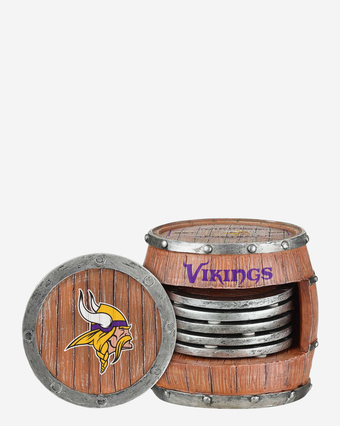 Minnesota Vikings 5 Pack Barrel Coaster Set FOCO - FOCO.com