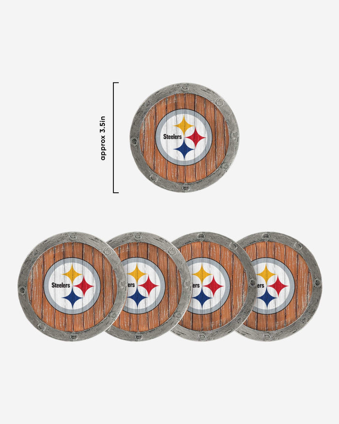 Pittsburgh Steelers 5 Pack Barrel Coaster Set FOCO - FOCO.com