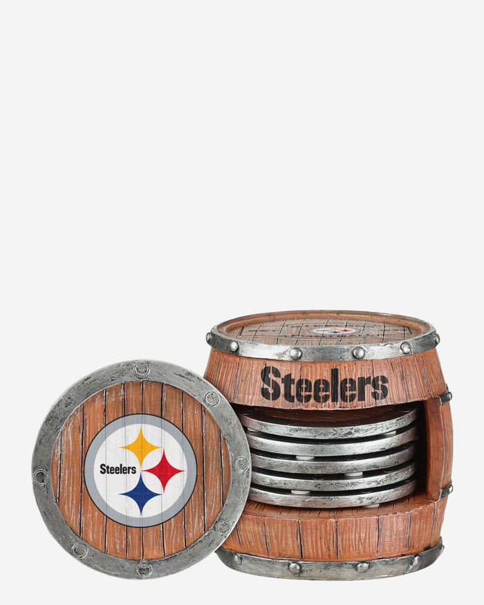 Pittsburgh Steelers 5 Pack Barrel Coaster Set FOCO - FOCO.com