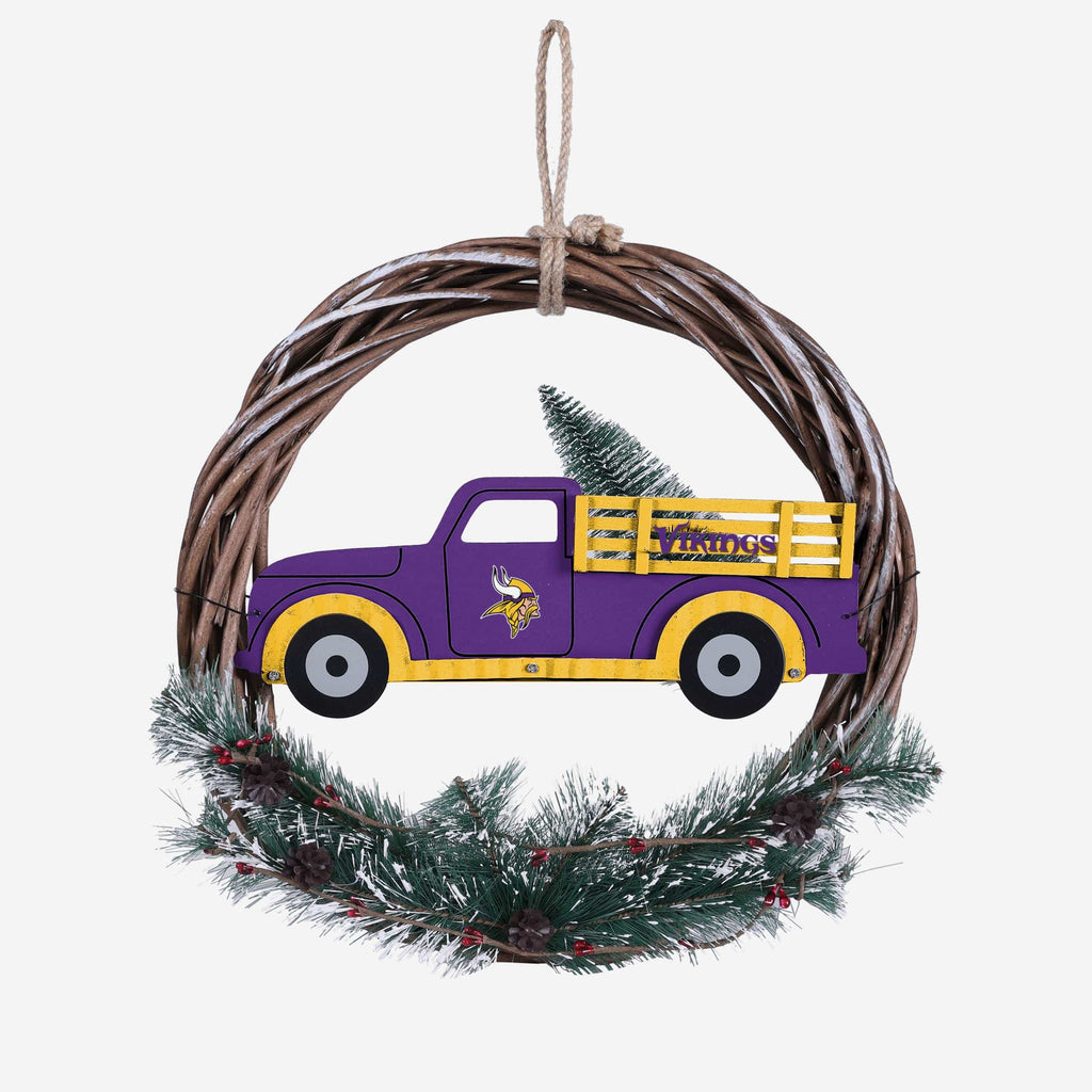 Minnesota Vikings Wreath With Truck FOCO - FOCO.com