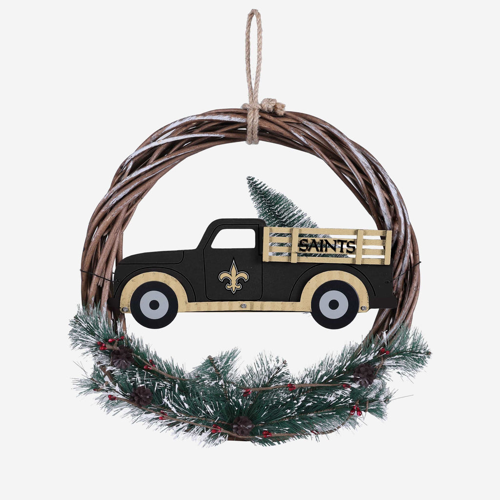 New Orleans Saints Wreath With Truck FOCO - FOCO.com