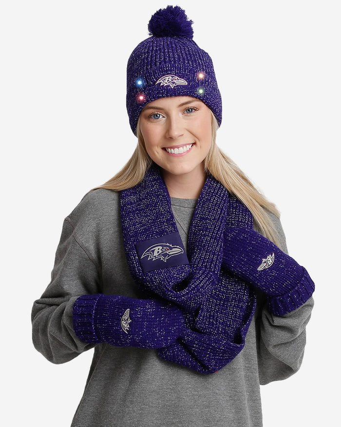 Baltimore Ravens Womens Glitter Knit Cold Weather Set FOCO - FOCO.com