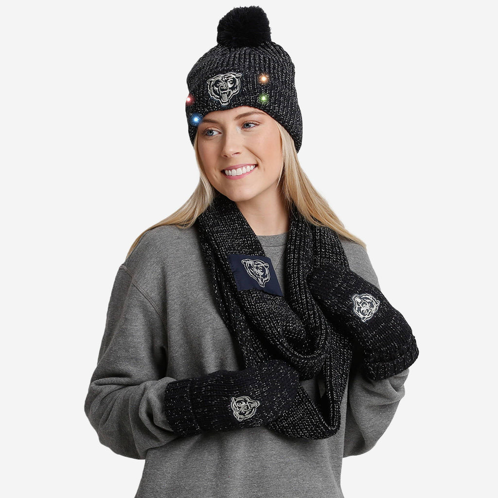Chicago Bears Womens Glitter Knit Cold Weather Set FOCO - FOCO.com