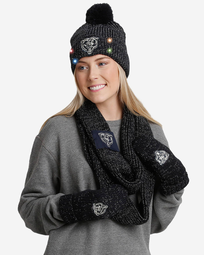 Chicago Bears Womens Glitter Knit Cold Weather Set FOCO - FOCO.com