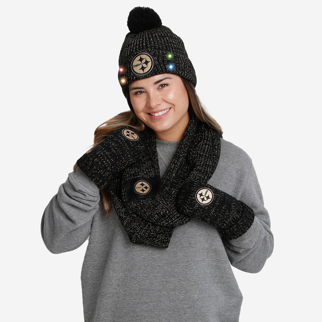 Pittsburgh Steelers Womens Glitter Knit Cold Weather Set FOCO - FOCO.com