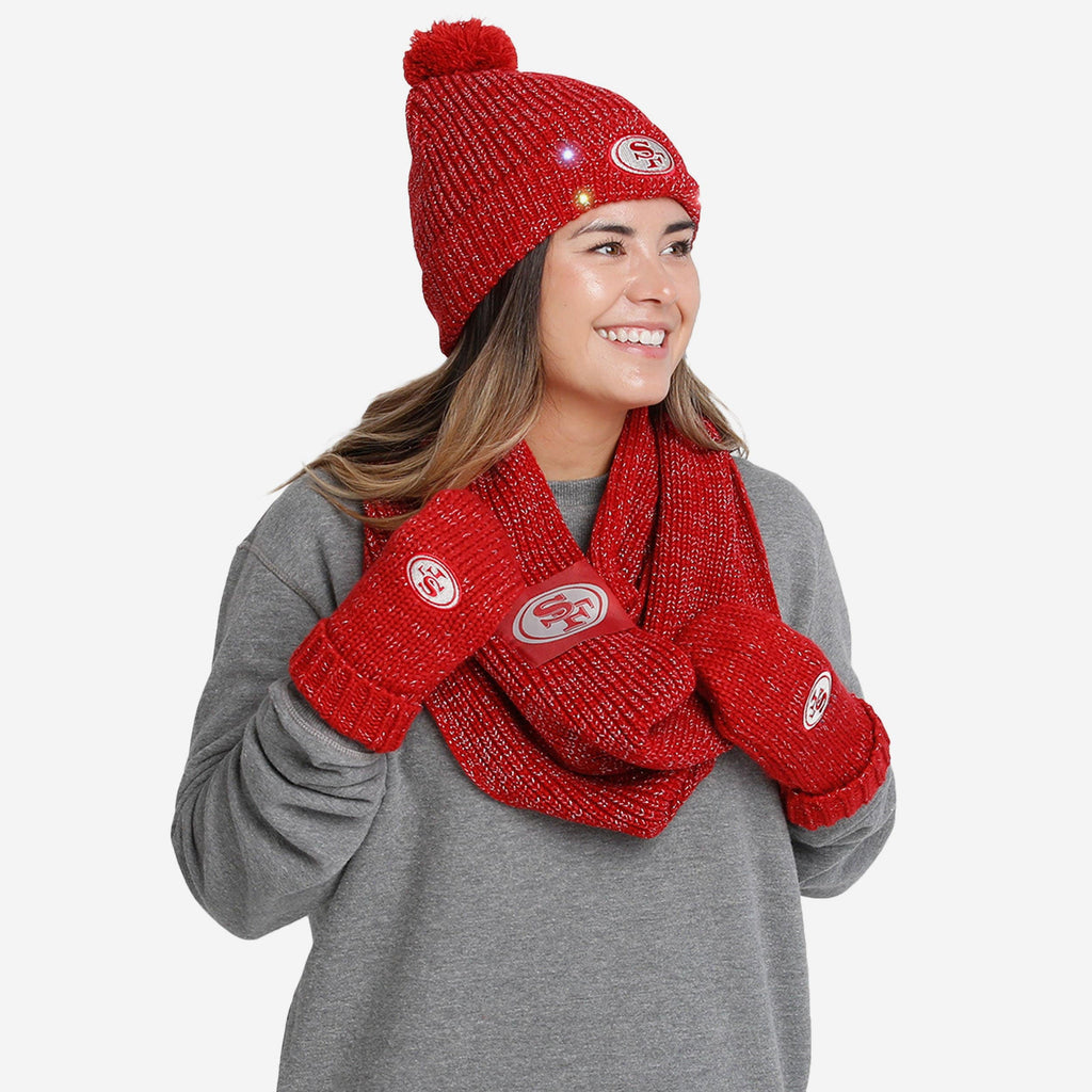 San Francisco 49ers Womens Glitter Knit Cold Weather Set FOCO - FOCO.com