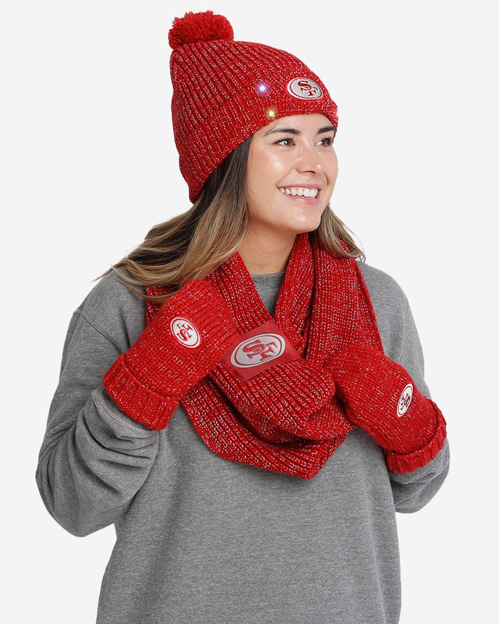 San Francisco 49ers Womens Glitter Knit Cold Weather Set FOCO - FOCO.com