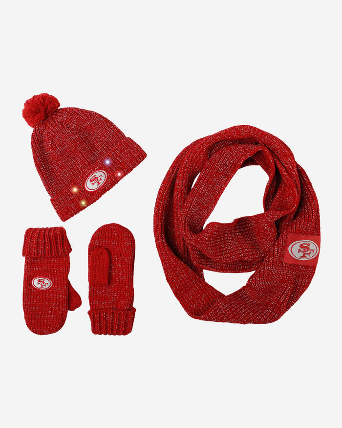 San Francisco 49ers Womens Glitter Knit Cold Weather Set FOCO - FOCO.com