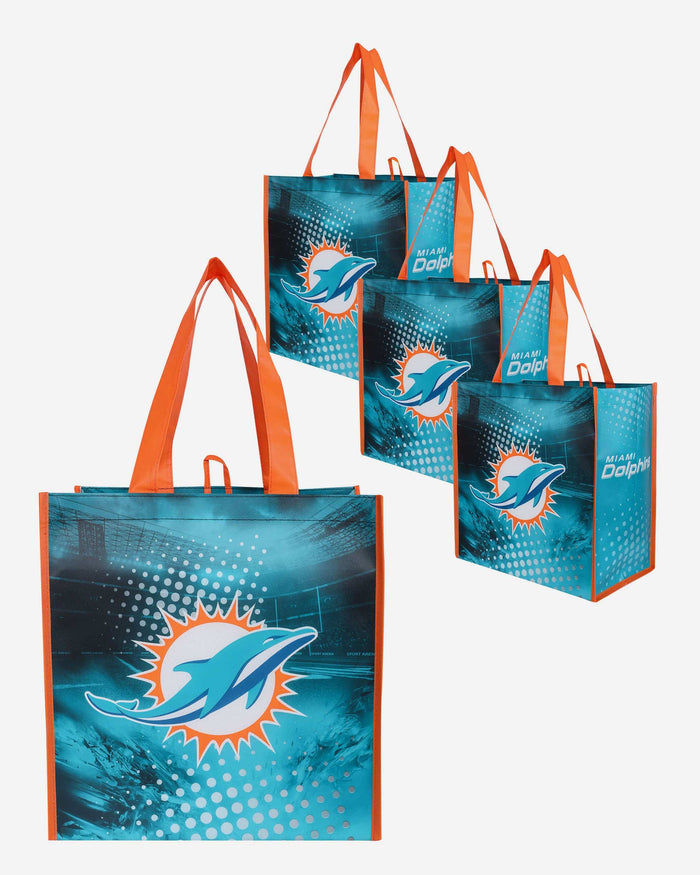 Miami Dolphins 4 Pack Reusable Shopping Bag FOCO - FOCO.com