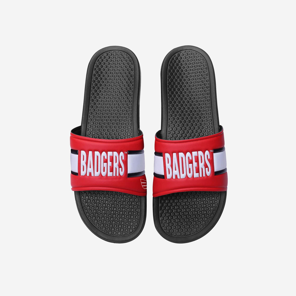 Wisconsin Badgers Raised Wordmark Slide FOCO S - FOCO.com