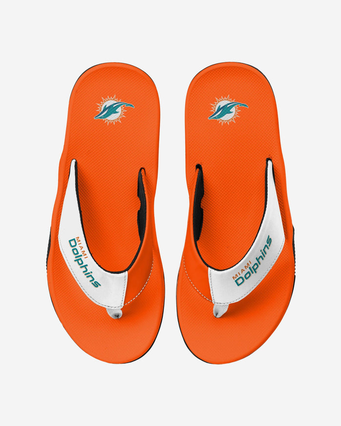Miami Dolphins Team Color Contour Flip Flop FOCO S - FOCO.com