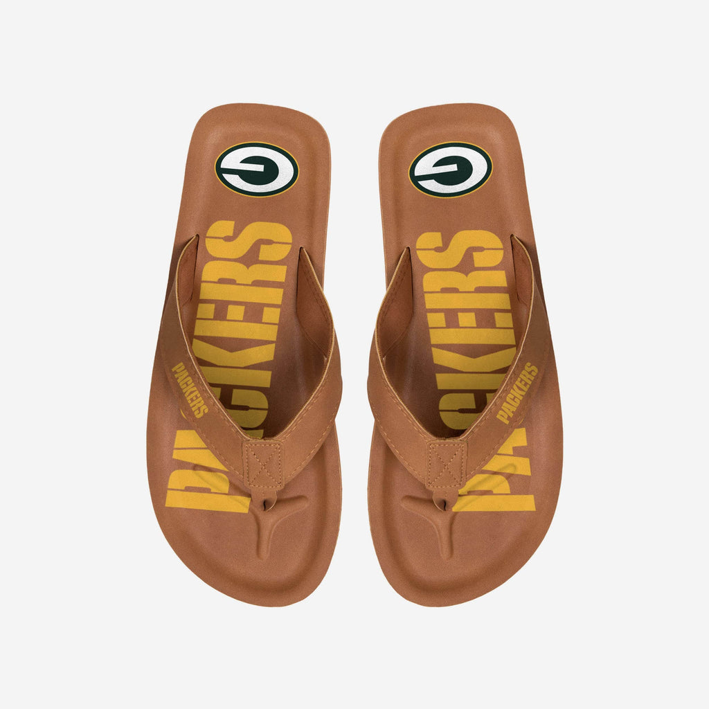 Green Bay Packers Color Pop Contour Flip Flop FOCO S - FOCO.com