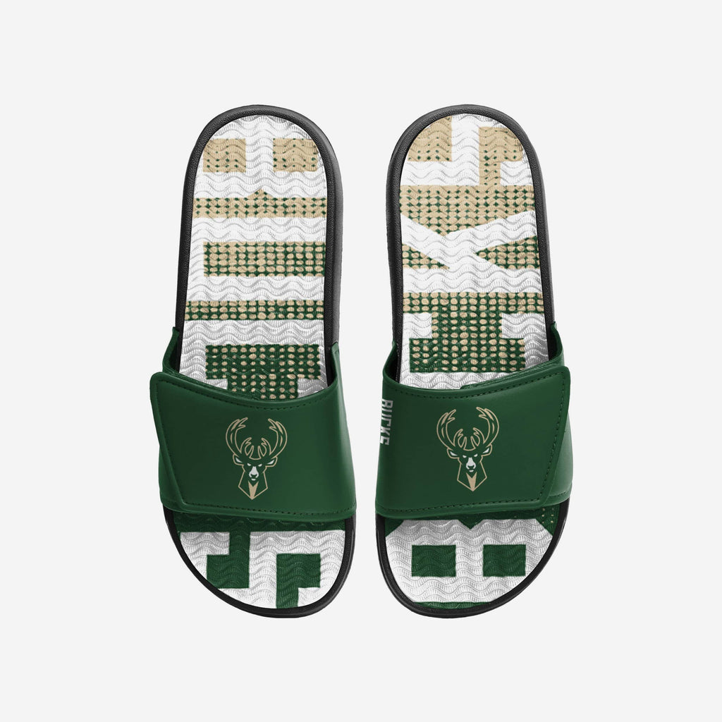 Milwaukee Bucks Gradient Wordmark Gel Slide FOCO S - FOCO.com