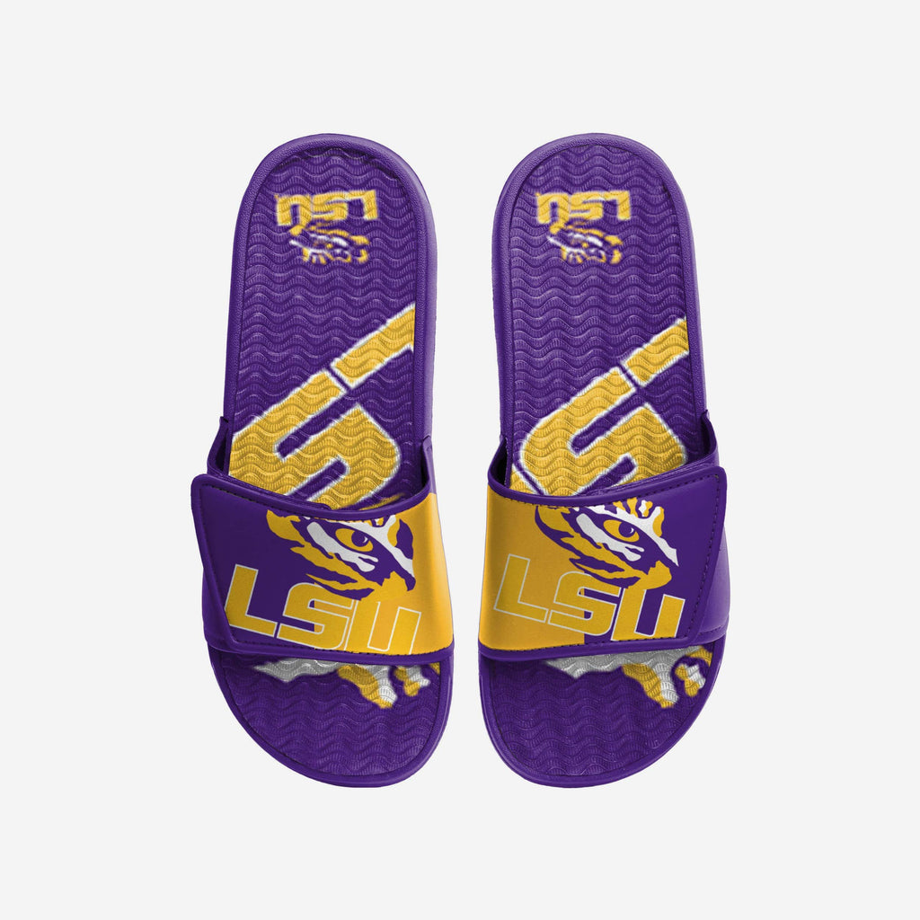 LSU Tigers Colorblock Big Logo Gel Slide FOCO S - FOCO.com