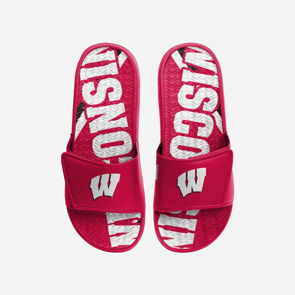 Wisconsin Badgers Bold Wordmark Gel Slide FOCO S - FOCO.com