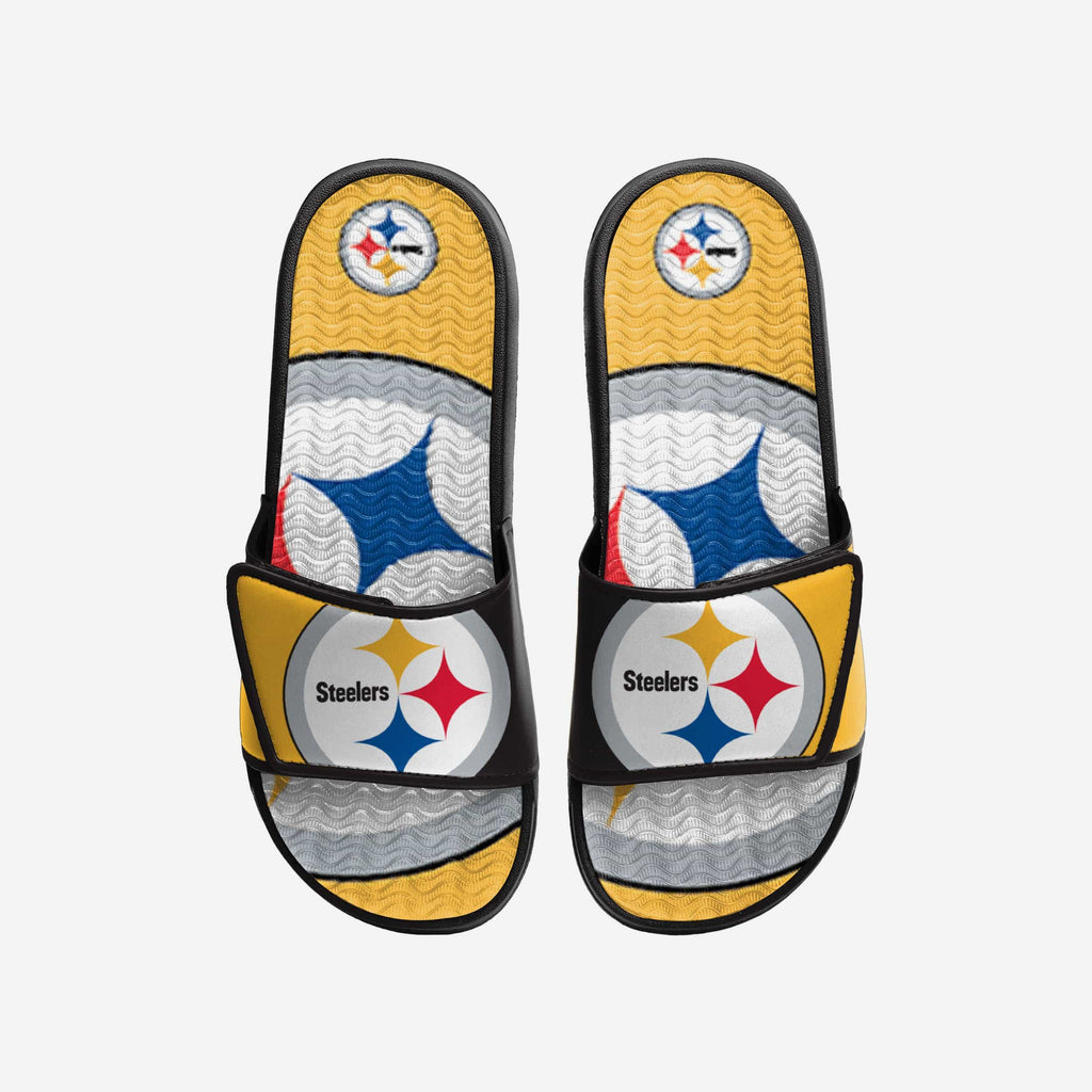 Pittsburgh Steelers Colorblock Big Logo Gel Slide FOCO - FOCO.com