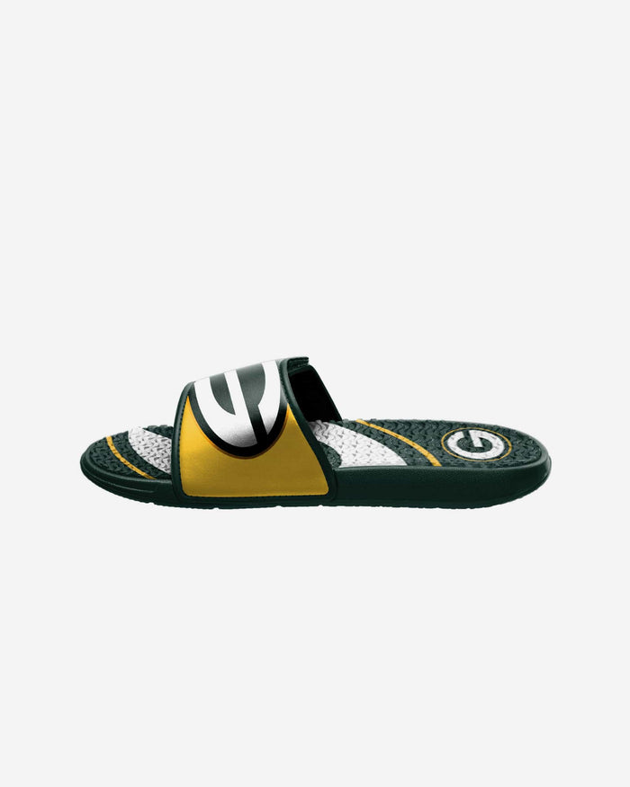 Green Bay Packers Youth Colorblock Big Logo Gel Slide FOCO - FOCO.com