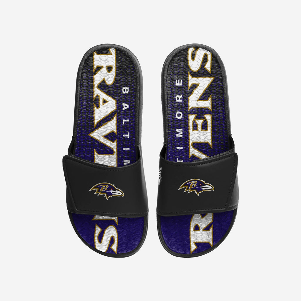 Baltimore Ravens Gradient Wordmark Gel Slide FOCO S - FOCO.com